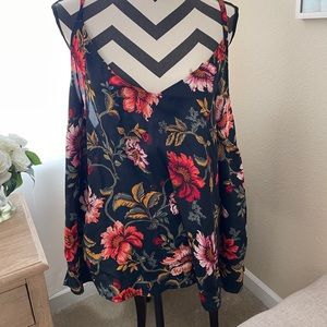 Floral silk tank